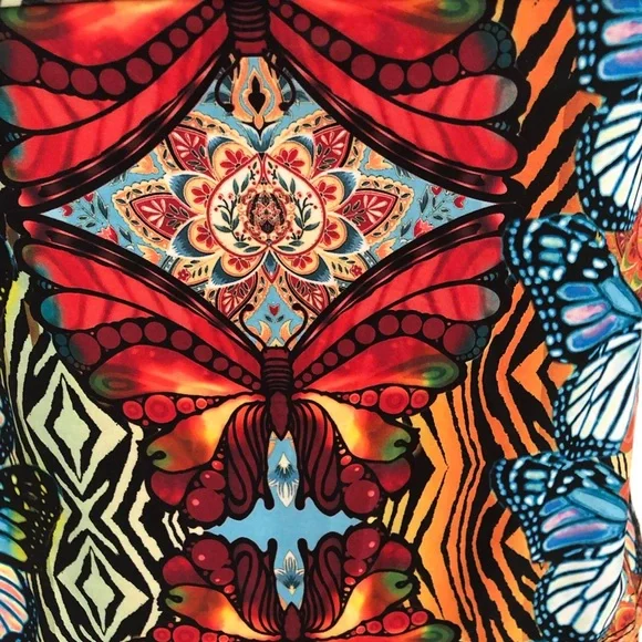 BECCA Rebecca Virtue M Bohemian Boho Butterfly Halter SWIMSUIT Tankini & Skirt - Picture 7 of 12